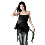 Spring And Summer Women's New Fashion One-Word Shoulder Repair Leud Thrombochrome Bhise Small