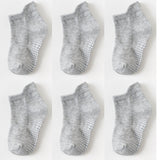 Pairs/lot 0 to 6 Yrs Cotton Sock With Rubber Grips Four Season Children's Anti-slip Boat Socks For Boys Girl Low Cut Floor