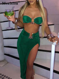 Sexy Skirt Two Piece Set For Women 2022 Spring Strapless Sleeveless Crop Top And Skirt Sets Ladies Elegant Sexy