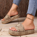 Zingj Bottom Slippers Women Wear The New 2024 Washed Letter Embroidery One Word Pine Platform Heighten Cool