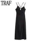 Cut Out Long Dress Women Black Backless Slip Dress Woman Ruched Sexy Summer Dresses For Women 2023 Evening Party