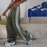 Wind Side Striped Bump Color Splicing Jeans Belt Belt With Casual High-Rise Thin Loose