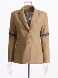 Small Suit 2025 Autumn New Suit Collar Long Sleeve Folding Sleeve Belt Buckle Design Sense Coat
