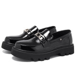 Of 2025 New Youth Round Head Set Foot Fashion Leisure Low Help Lacquer Leather Tooling Small Leather Shoes