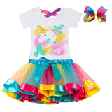 Clothing Sets Baby Girls Clothes 2021 Summer Princess Party Unicorn Colorful tutu Dress Kids Birthday Ball Gown