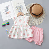 Pieces Cotton Girls Clothing Sets Summer Vest Sleeveless Children Sets Fashion Girls Clothes Suit Casual Floral Outfits