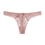Amazing Women Lingerie Lace Embroidery Underwear Femal Sexy T-back Thong Sheer Panties Hollow out Transparent