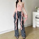 Zingj Summer New Women's Sweet And Spicy Department Youth Beautiful Girl Sling Wave Edge Small Vest-Outfit