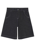 Pocket Embroidered Letter Print Jeans Men's Shorts Summer Vintage Super Wide-Legged Jeans 211-0-Outfit