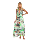 Zingj 24 Spring / Summer Print With V Collar Waist Sexy A-Line Dress
