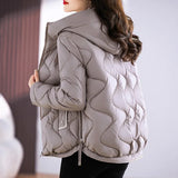 Cotton-Padded Clothes Women Short Style 2024 New Bright Face Fashion Foreign Style Show Thin Thin Hooded Cotton-Padded Jacket Women Cotton-Padded Jacket Coat-Outfit