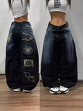 Black Wide-Legged Jeans 2025 New Spring And Autumn Style Middle Waist Style Sagging Jeans 211-0-Outfit