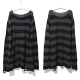 Gothic Long Unisex Sweater Summer Women Striped Cool Hollow Out Hole Broken Jumper Loose Rock Thin Dark Streetwear