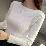 Spring Casual Long Sleeve autumn Knitted Sweater Women Pullover Sweaters Korean Style Winter Slim White Pull Knitwear