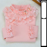 Spring Autumn Cotton Children Base T Shirts Baby Girls Clothes Long Sleeve Floral Casual T Shirt Tops Kids Lace T