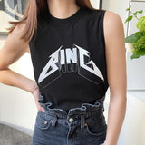 Sleeveless T-shirt Women 2021 Summer Round Neck Casual Tees Tops Femme Fashion Tshirt Shirts