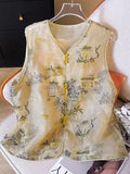 Chinese Style Chinese Style Heavy Industry Embroidered Vest Xia Retro Heavy Imitation Silk Outside Folded Through Horse Clip
