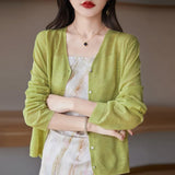 Zingj Hemp Knitting Cardigan Female Thin Ice Silk Linen Coat Sunscreen Clothes Summer Loose Outside The Shawl Air Conditioning Shirt-Outfit