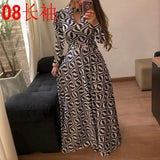 Spring Autumn Bohemia Flower Print Women's Dress Cuasla Hollow Out Long Sleeve Maxi Dresses Fashion Tunic Party Dress