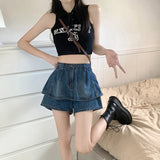 Zingj High-Waisted Denim Skirt Women's Spring 2023 New Hot Girls Summer Skirt Pants Show Thin Cake