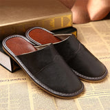 Leather Home Slippers for Men Winter Warm Plush Slippers Bedroom Genuine Leather Unisex Men/women House Indoor