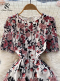 Mesh Embroidary Ins Women Dress 2023 Summer Zipper Slim Temperament Vacation Fashion Ladies A Line Splice