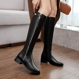 White Fashion Zipper Knee High Boots Comfortable Low Heel Women Boots Autumn Winter Woman Long Boots Big Size