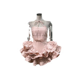 Three-Dimensional Girl Feeling Tied Cake Pony Dress Fish Bone Waist Party Dress With The Same Color Pumpkin