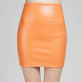 Skirts Women Pencil Skirt Pu Leather High Waist Party Female Sexy Short Woman Bodycon Saias Feminina 20 Candy Colors