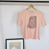 Abstract T-shirts Character Printing Women Tops Solid Color Summer white Cotton Tops Tees harajuku