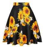 Cat Printed Short Swing Cotton Casual Summer Skirts High Waist Vintage Retro Skater Punk Harajuku Midi Skirt faldas