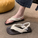 Roman Sandals Women Flat Bottom Beach Shoes Trendy Retro Ocean 2025