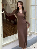 Zingj Knitted Dress Women's Long Sleeves Medium Long Style 2024 Autumn And Winter New Bottomed Sweater Long