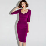 Women Knee-Length Elegant Casual Long Sleeve Office Lady Sexy High Wasit Fashion Bodycon
