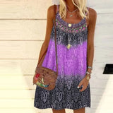 Summer Dress 2022 Bohemian Printed Casual Loose Sleeveless Sling Dresses Female Holiday Plus Size A-Line Mini