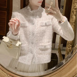 Zingj Imitation Mink Sweater Female Autumn Winter New Soft Waxy Bright Silk Small Fragrant Wind Temperament Cardigan Sweater Jacket Female-Outfit