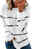 Tie-dyed Printed Striped Round Neck Loose