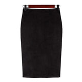 Multi Color Suede Midi Pencil Skirt Women 2021 Fashion Elastic High Waist Office Lady Bodycon Skirts