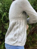 Solid V Neck Crochet A Line Hem Sweater- Outfit