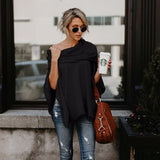 Women Autumn Fashion Cloak Sweater Casual Off Shoulder Loose Slash Neck Knitted Batwing Sleeve Sweater Pullover Poncho