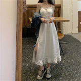 Maxi Dresses Robes For Women Casual 2021 Fairy Clothes Strap Tank White Lace Sundress Party Dress Lolita
