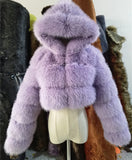 Fur Imitation Fox Stitching Hooded Long