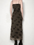 Halloween Double Layered Floral Slip Maxi Dress- Outfit