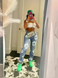 2024 Men's And Women's New Street Fashion Printed High-Waisted Straight Tube Slim