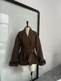 Autumn Fashion New Women's Long-Sleeved Coat Waist Tie Temperament