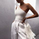 Women Sports Tank Tops Sexy Crop Tops Vest Casual Female One Shoulder Summer Outfits Tops Fitness
