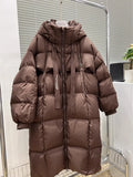 Korean Version Of High Quality Thick White Duck Down Big Quilt 2024 New Winter Down Jacket Female Long Over The Knee Coat Tide-Outfit