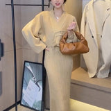 Zingj Autumn And Winter New Gentle Wind Design Sense Fashion Girl Dress Sweater Cardigan Coat Skirt Knitting-Outfit