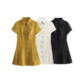 Spring Shirt Style Slim Mini Dress