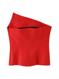 Red Corset Top Woman Off Shoulder Tops For Women Bustier Asymmetric Crop Top Woman Party Night Backless Lingerie Sexy